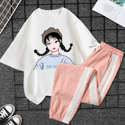 Casual ženski komplet majica kratkih rukava i hlača - razne aplikacije