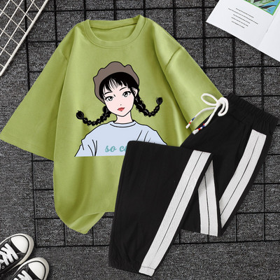 Casual ženski komplet majica kratkih rukava i hlača - razne aplikacije