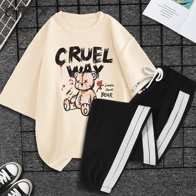 Casual ženski komplet majica kratkih rukava i hlača - razne aplikacije