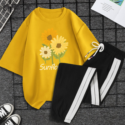 Casual ženski komplet majica kratkih rukava i hlača - razne aplikacije