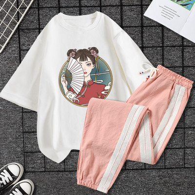 Casual ženski komplet majica kratkih rukava i hlača - razne aplikacije