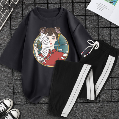 Casual ženski komplet majica kratkih rukava i hlača - razne aplikacije