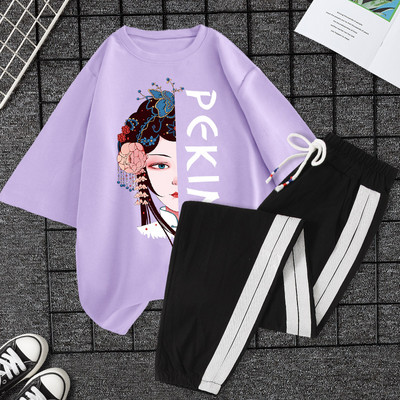 Casual ženski komplet majica kratkih rukava i hlača - razne aplikacije