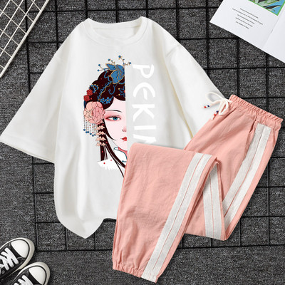 Casual ženski komplet majica kratkih rukava i hlača - razne aplikacije