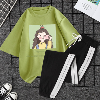 Casual ženski komplet majica kratkih rukava i hlača - razne aplikacije