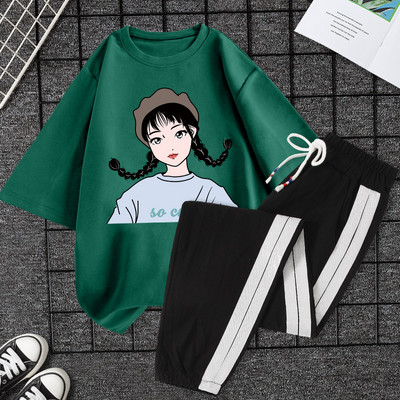 Casual ženski komplet majica kratkih rukava i hlača - razne aplikacije