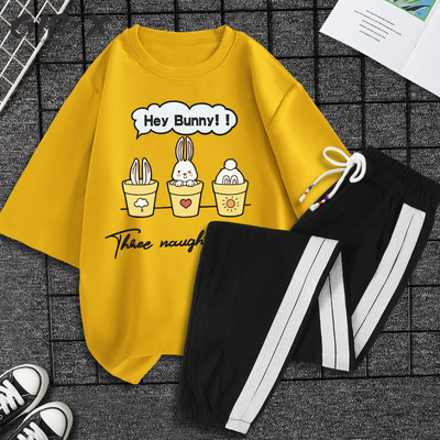 Casual ženski komplet majica kratkih rukava i hlača - razne aplikacije