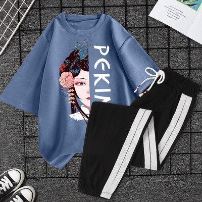 Casual ženski komplet majica kratkih rukava i hlača - razne aplikacije