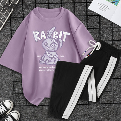 Casual ženski komplet majica kratkih rukava i hlača - razne aplikacije