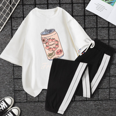 Casual ženski komplet majica kratkih rukava i hlača - razne aplikacije