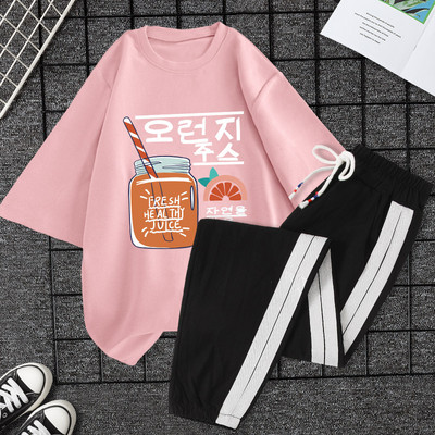 Casual ženski komplet majica kratkih rukava i hlača - razne aplikacije