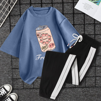 Casual ženski komplet majica kratkih rukava i hlača - razne aplikacije