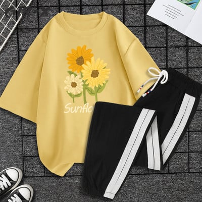 Casual ženski komplet majica kratkih rukava i hlača - razne aplikacije