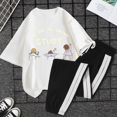 Casual ženski komplet majica kratkih rukava i hlača - razne aplikacije