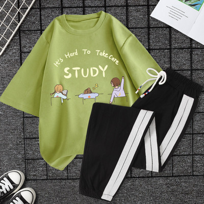 Casual ženski komplet majica kratkih rukava i hlača - razne aplikacije