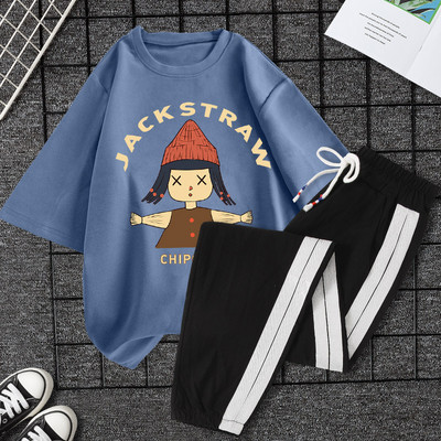 Casual ženski komplet majica kratkih rukava i hlača - razne aplikacije