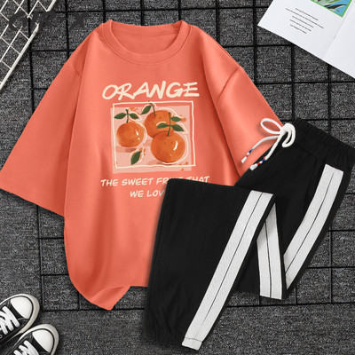 Casual ženski komplet majica kratkih rukava i hlača - razne aplikacije