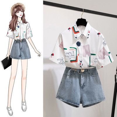 Νέο μοντέλο καλοκαιρινό σετ - πουκάμισο και κοντό τζιν