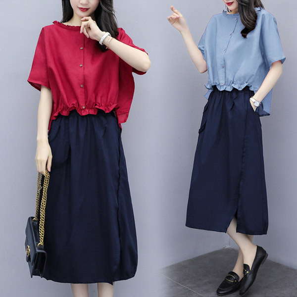 Γυναικεία καθημερινή σειρά από δύο μέρη και κουμπιά