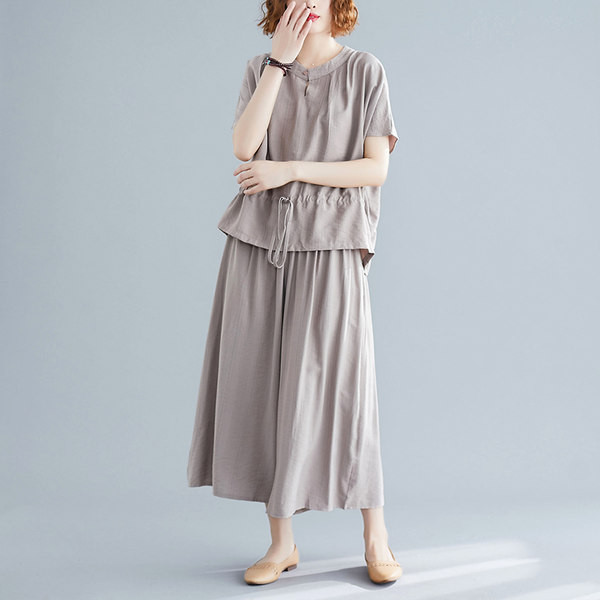 Γυναικείο μοντέρνο ευρύ σετ με κορδόνια σε δύο χρώματα