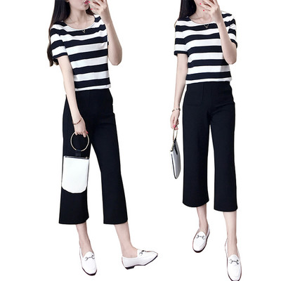 Μοντέρνο γυναικείο σετ από δύο μέρη - παντελόνι και μπλουζάκι