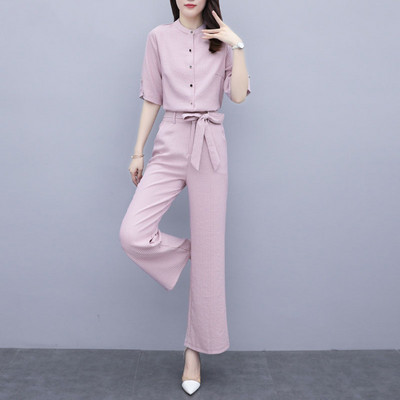 Μοντέρνο γυναικείο σετ -  μπλουζάκι και παντελόνια