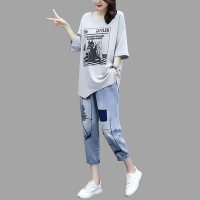 Γυναικείο σετ - μπλούζα και τζιν - δύο μοντέλα