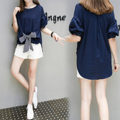 Ženski moderan set s dvodijelnom trakom u plavoj boji