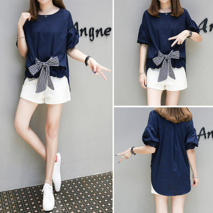 Ženski moderan set s dvodijelnom trakom u plavoj boji