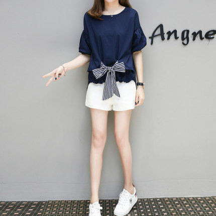 Ženski moderan set s dvodijelnom trakom u plavoj boji