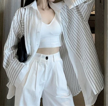 Γυναικείο μοντέρνο σετ -  μπλουζάκι και παντελόνι