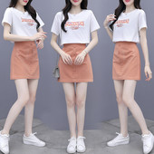 Ženski ljetni komplet s ovalnim izrezom i visokim strukom