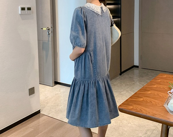 Elegantna ženska haljina s čipkom za trudnice