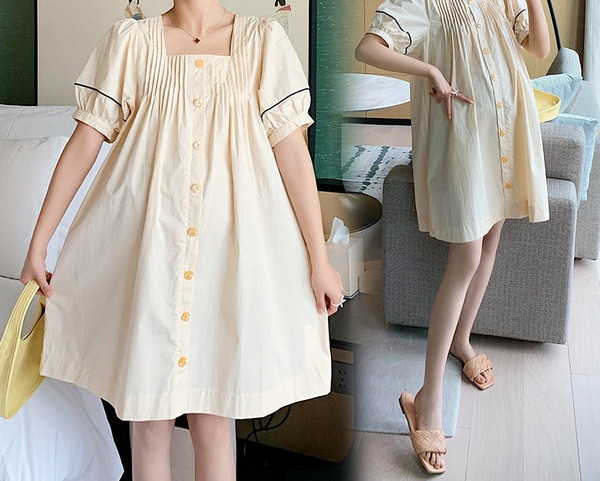 Ležerna ženska haljina s gumbima za trudnice