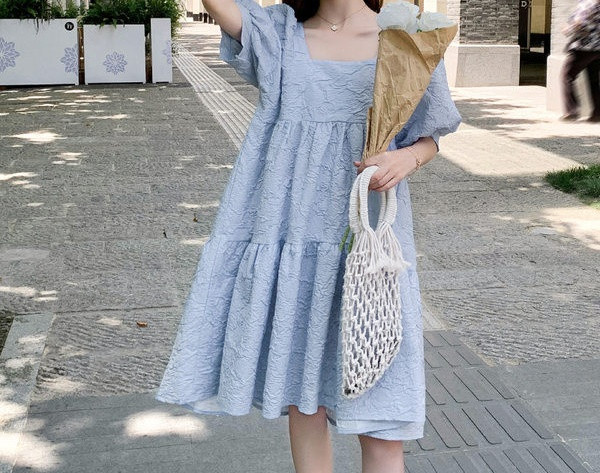 Ležerna ženska haljina s četvrtastim izrezom za trudnice