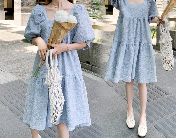 Ležerna ženska haljina s četvrtastim izrezom za trudnice