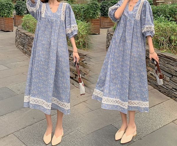 Ležerna ženska haljina sa čipkom za trudnice