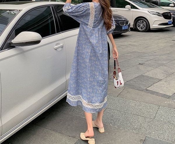 Ležerna ženska haljina sa čipkom za trudnice