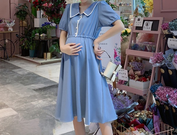 Ženska casual haljina jednobojni model za trudnice