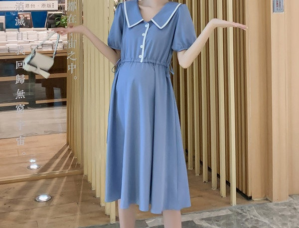 Ženska casual haljina jednobojni model za trudnice