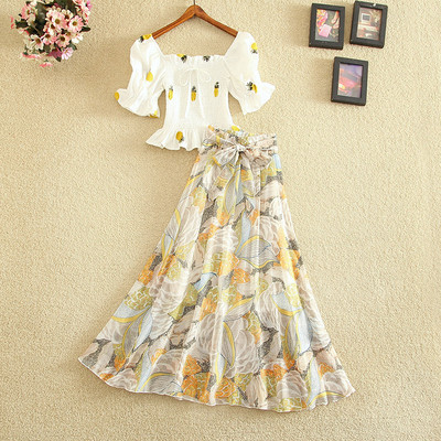 Novi model ženskog kompleta duge suknje i bluze