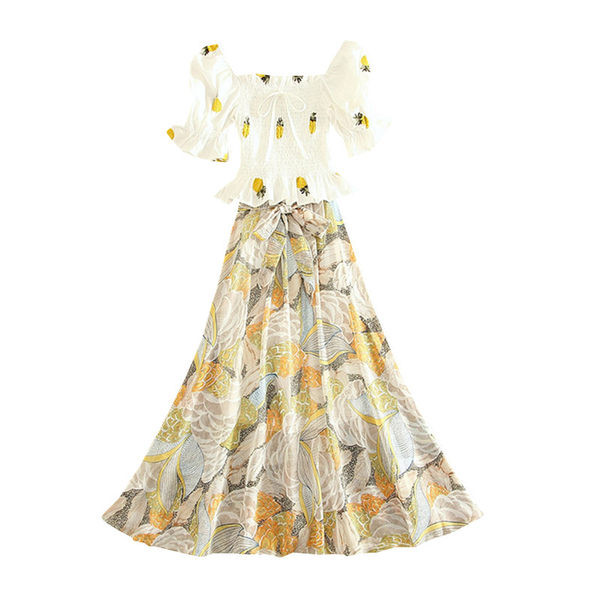 Novi model ženskog kompleta duge suknje i bluze