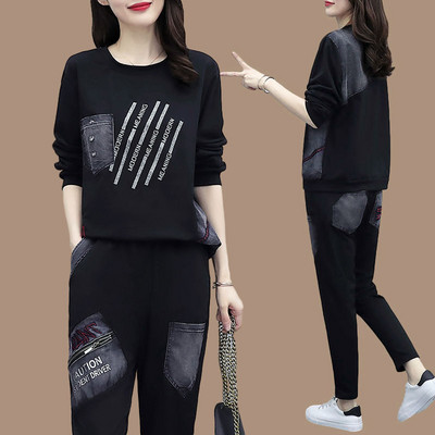 Σετ άνοιξη-φθινόπωρο για γυναίκες με φούτερ και παντελόνι