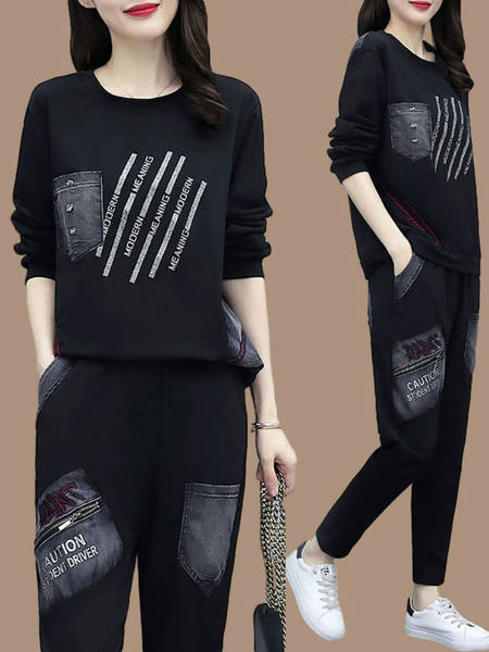 Σετ άνοιξη-φθινόπωρο για γυναίκες με φούτερ και παντελόνι