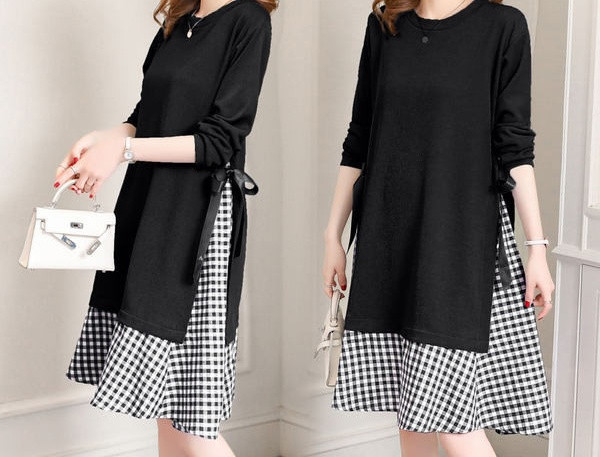 Κομψό γυναικείο καρό φόρεμα για έγκυες γυναίκες