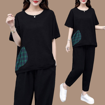 Γυναικείο σετ φαρδύ μοντέλου - μπλουζάκι και παντελόνι