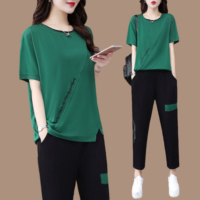 Γυναικείο σετ φαρδύ μοντέλου - μπλουζάκι και παντελόνι