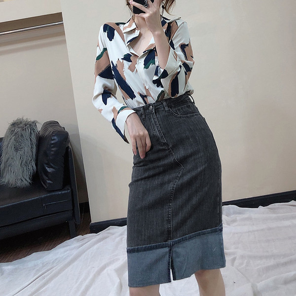 Νέο μοντέλο γυναικείο σετ - πουκάμισο και φούστα σε τρία χρώματα