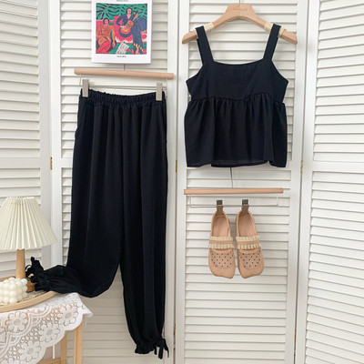 Καλοκαιρινό σετ με φανελάκι και μακρύ παντελόνι