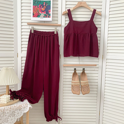 Καλοκαιρινό σετ με φανελάκι και μακρύ παντελόνι